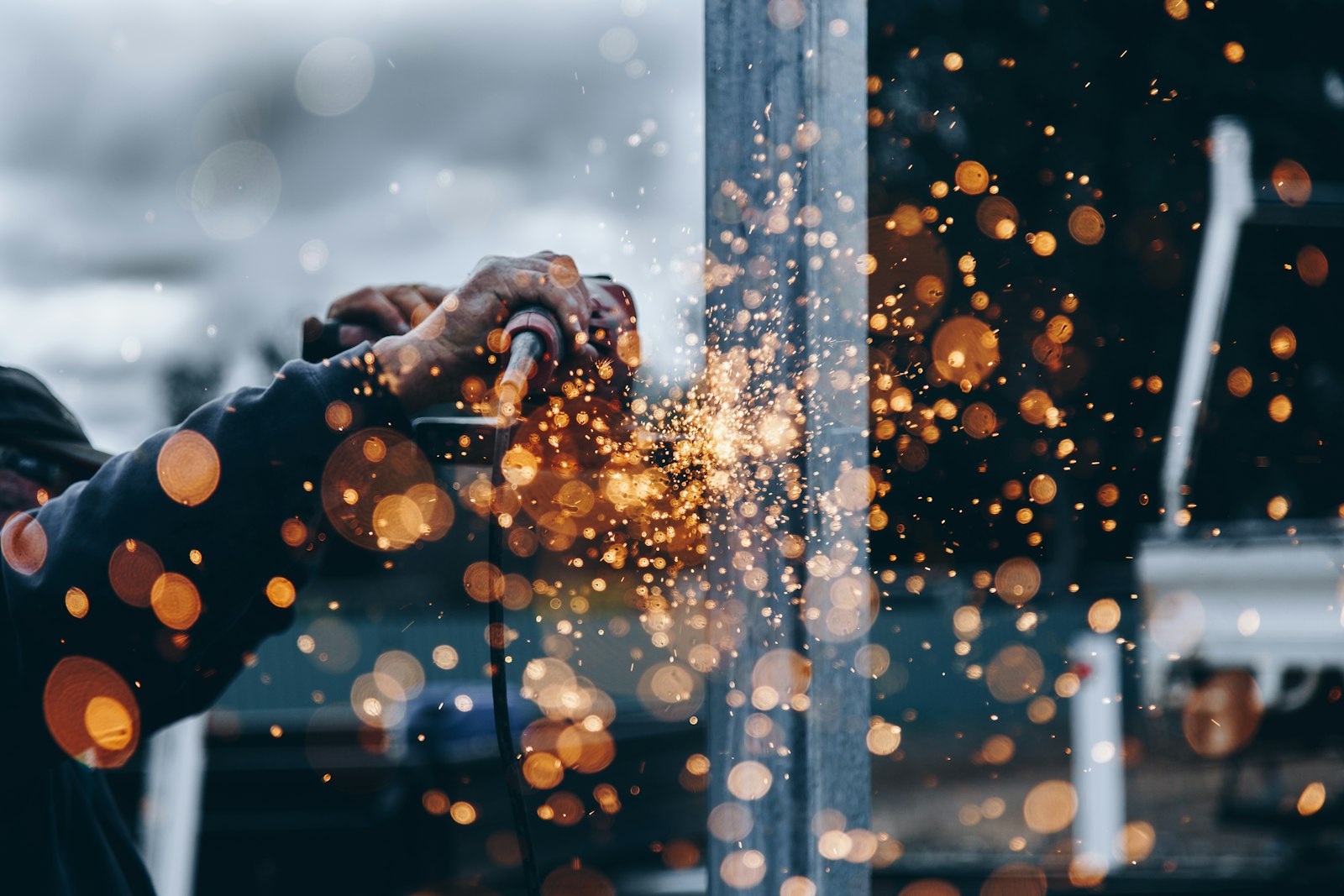 Worker on a framed wall